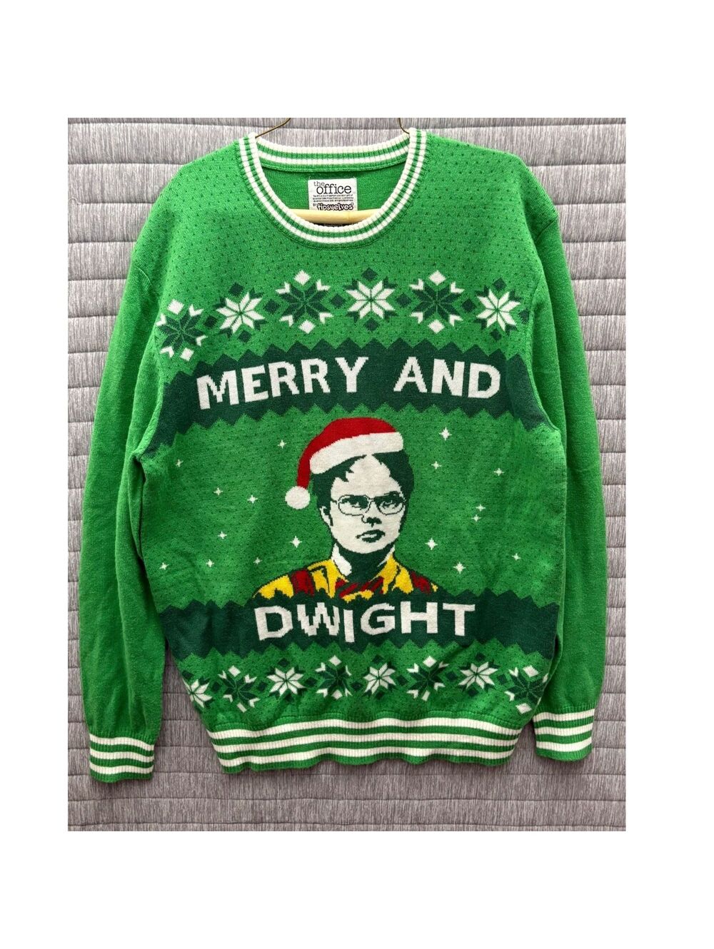 Tipsy Elves The Office 'Merry and Dwight' Christmas Sweater Green Men's Large